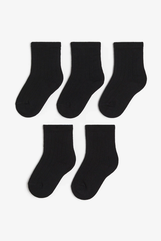 5-pack textured-knit socks - Black - Kids | H&M GB