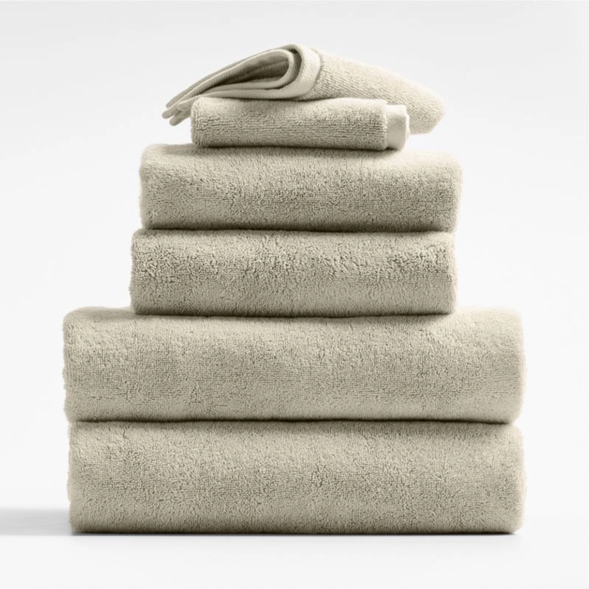 Organic Turkish Cotton Taupe Towels, Set of 6 + Reviews | Crate & Barrel