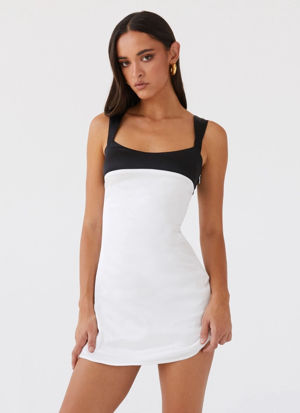 Odette Satin Mini Dress - Noir Pearl