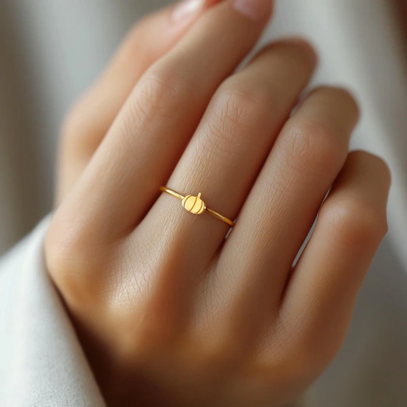 24k Gold Filled Dainty Pumpkin Ring · Fall Jewelry · Stacking Halloween Ring · Spooky Season · Cute Autumn Jewelry · Handmade Gift for Her