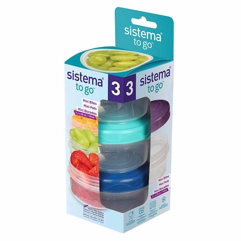 Sistema Mini Bites To Go Container 130ml 3 Pack