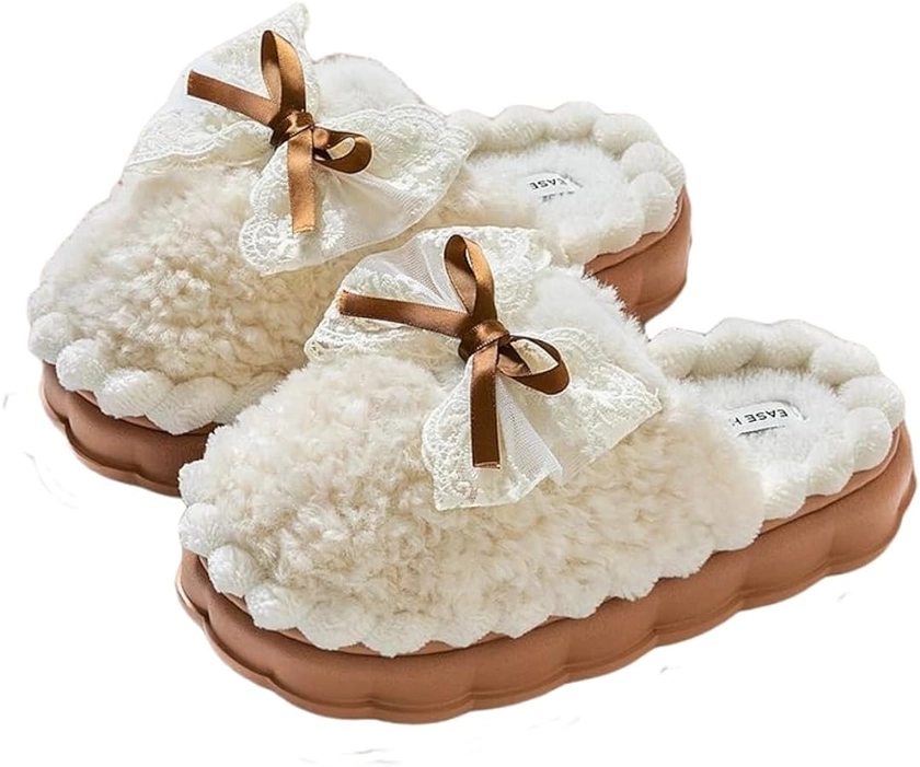 Cute Butterfly Fuzzy Women's Slippers Winter Fluffy Open Toe House Slippers Slip On Plush Bedroom Shoes Indoor Outdoor