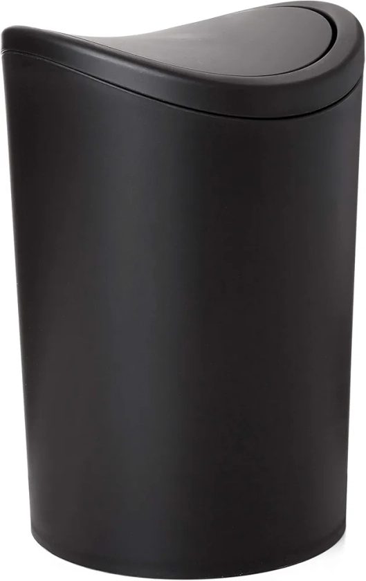 Tatay Poubelle de salle de bain avec couvercle inclinable, Capacité 6L, en Polypropylène, Sans BPA, Couleur Noir. Mesure 19 x 19 x 28 cm
