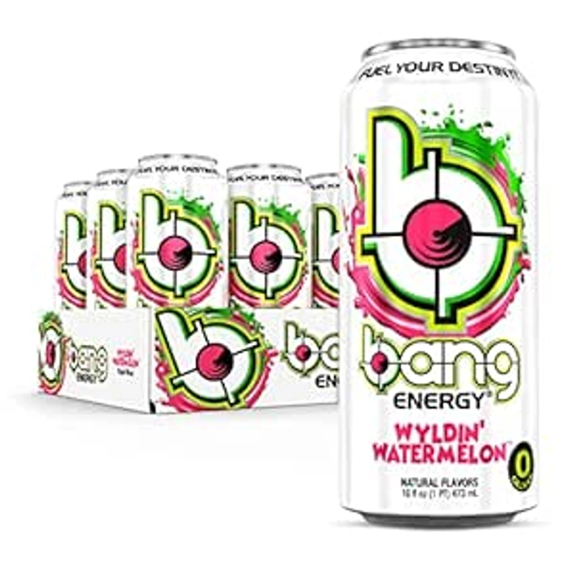 Amazon.com : Bang Energy Wyldin’ Watermelon, Sugar-Free Energy Drink, 16-Ounce (Pack of 12) : Grocery & Gourmet Food