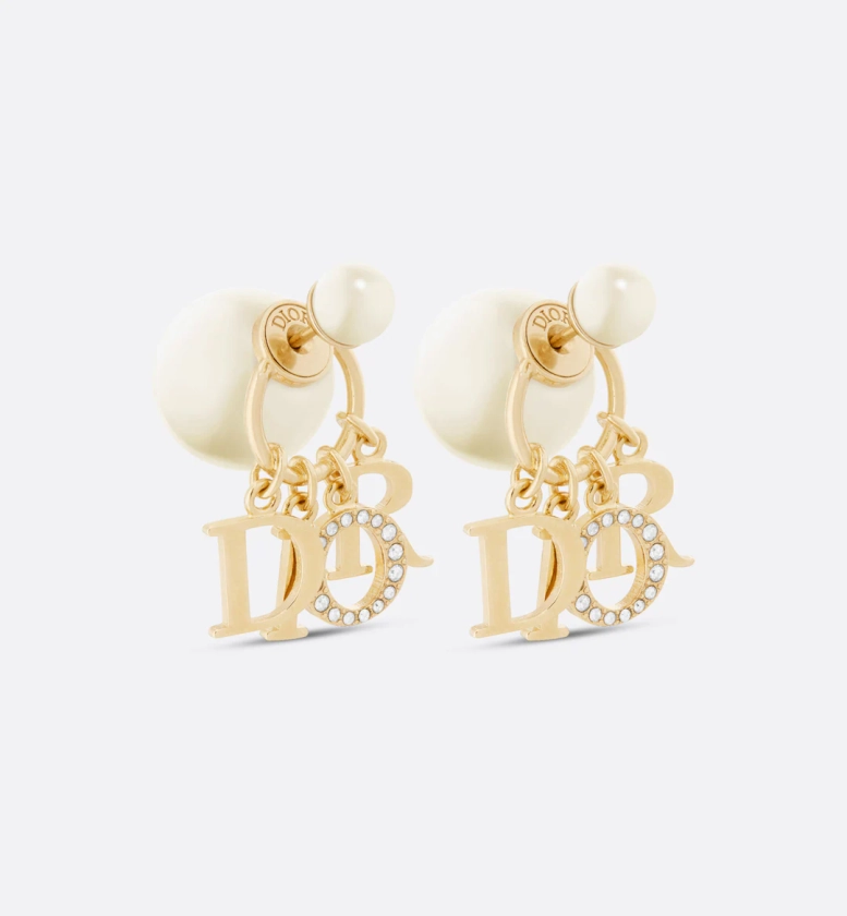 Dior Tribales Earrings Gold-Finish Metal, White Resin Pearls and White Crystals | DIOR