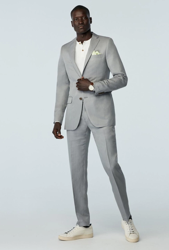 Custom Suits Made For You - Kentford Linen Silk Gray Suit | INDOCHINO
