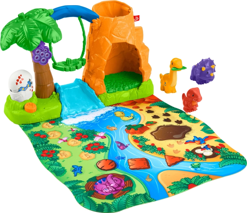 Fisher-Price Little People Dinosaur Village & Play Mat Toddler Playset, 3 Toy Figures - Walmart.com