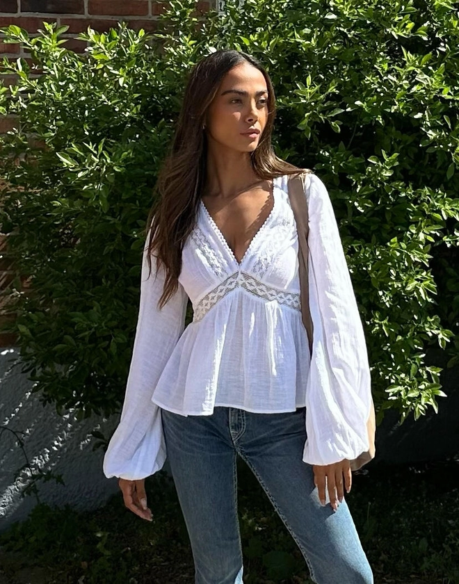 Buy Nelly Lace Insert Blouse - White | Nelly.com