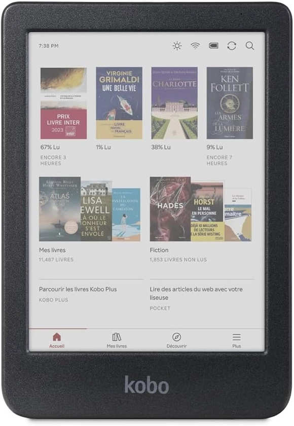 Kobo Clara Colour | Liseuse eBook Couleur | Écran Couleur E Ink Kaleido™ 3 sans Reflets de 6" | Option Mode Sombre | Étanche | Livres Audio | 16 Go de Stockage | Noir