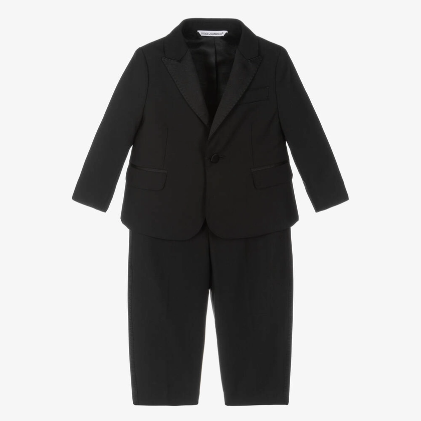 Dolce & Gabbana Boys Black Wool 2 Piece Suit