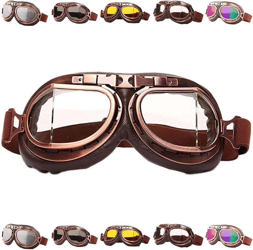 Amazon.com: Peicees Vintage Helmet Goggles Motorcycle Goggles Bike Motorcross Pilot Goggle : Automotive