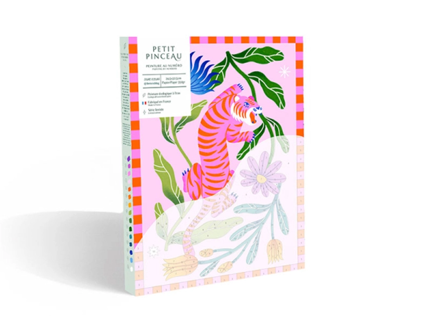 Coffret peinture au numéro - Petit Pinceau - Tigre Fleuri par Limistic