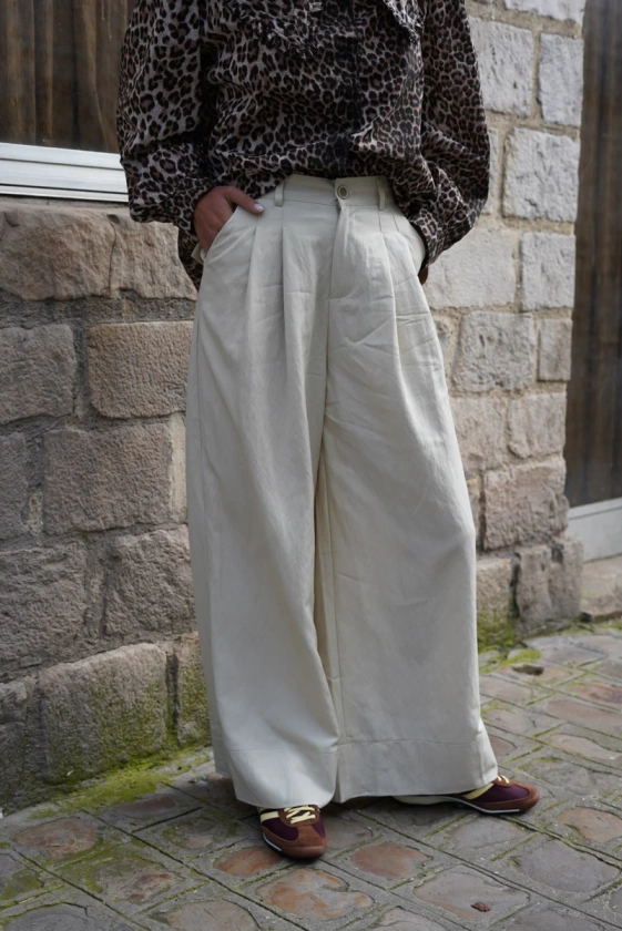 Pantalon Léon large beige