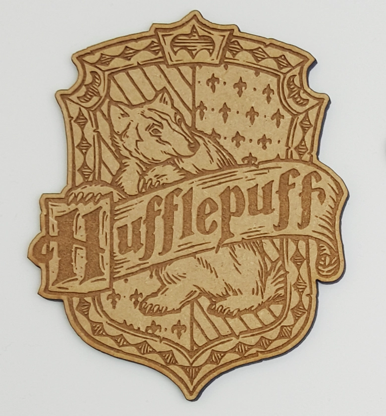Wooden MDF Hufflepuff Harry Potter Hogwarts Badge Shape Decoration Craft 100mm