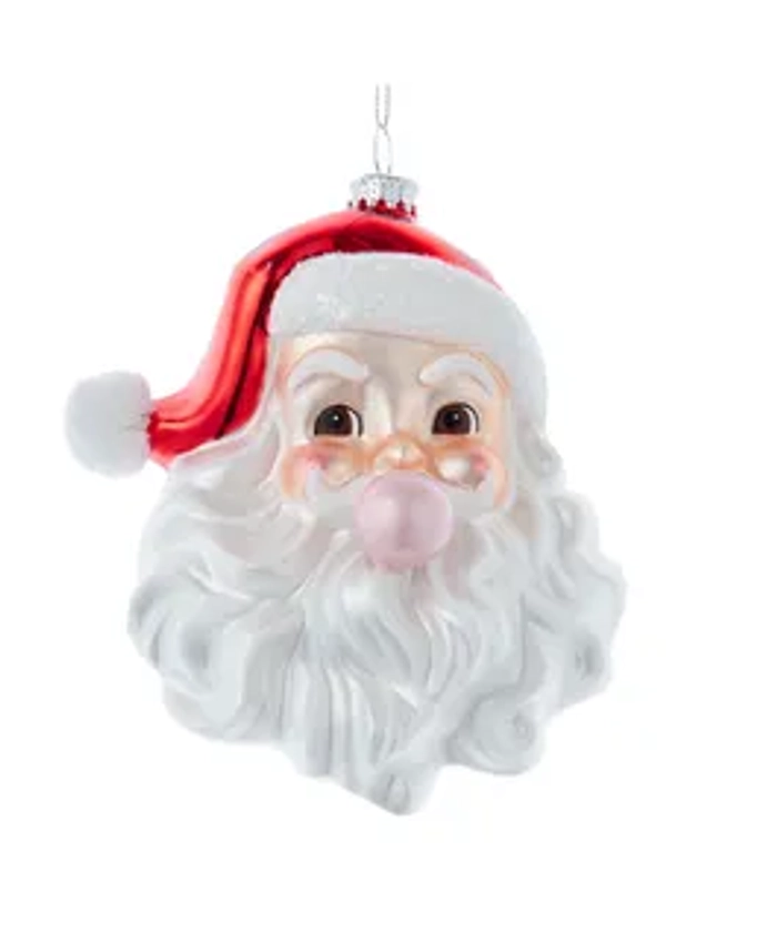 Glass Santa Head With Bubble Gum Ornament