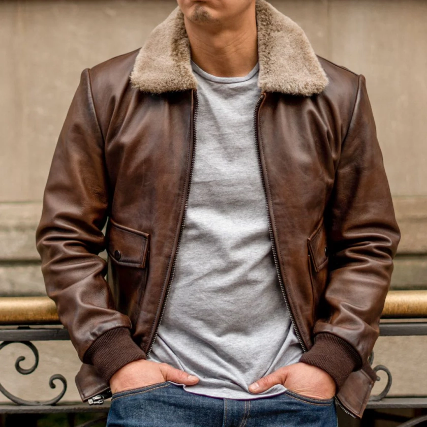 Men's Flight Jacket In Rich Brown 'Anejo' Leather - Thursday Boots