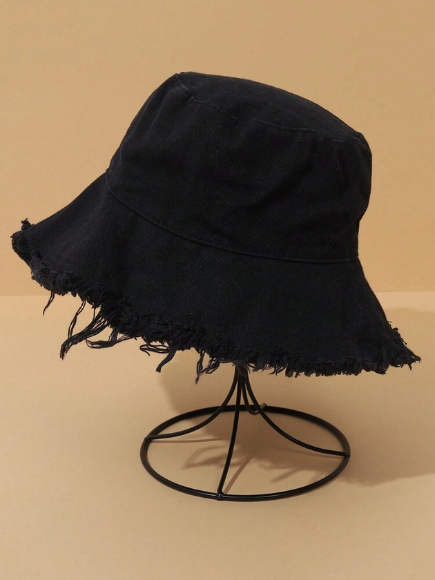 Cappello da pescatore monocolore con orlo grezza