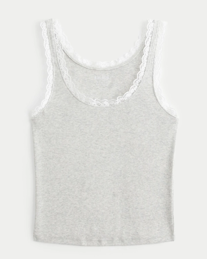 Women's Cotton Blend Lace-Trim Scoop Cami | Women's Clearance | HollisterCo.com