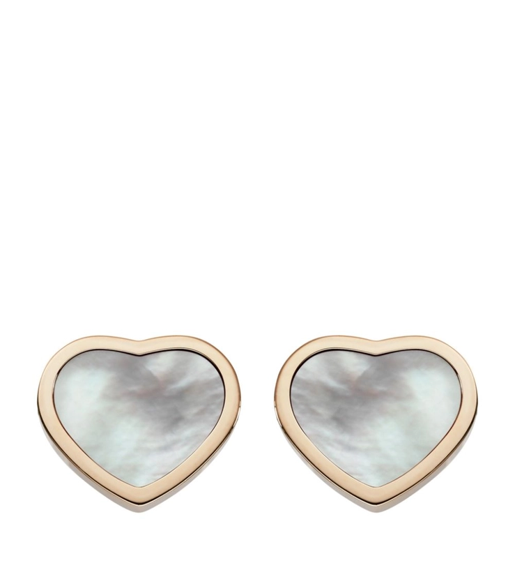 Chopard Rose Gold and Mother-of-Pearl Happy Hearts Stud Earrings | Harrods UK