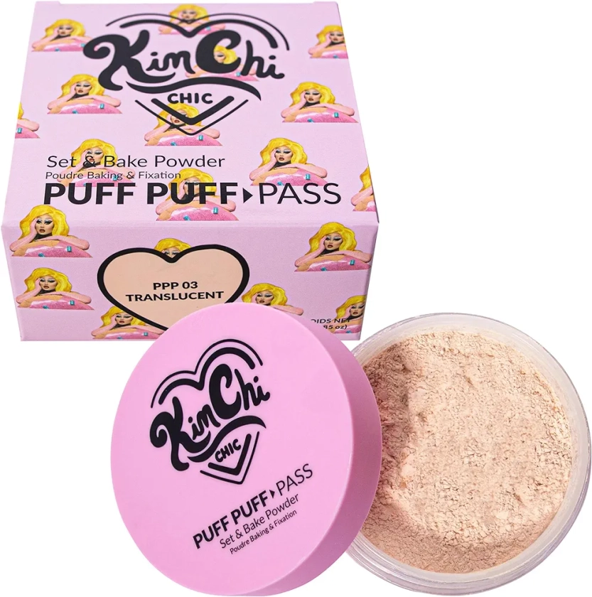 KimChi Chic Beauty Puff Puff Pass Set & Bake Setting Powder, Soft Finishing Powder - Translucent