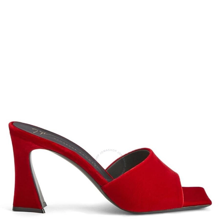 Giuseppe Zanotti Red Solhene Velvet-Effect Mules