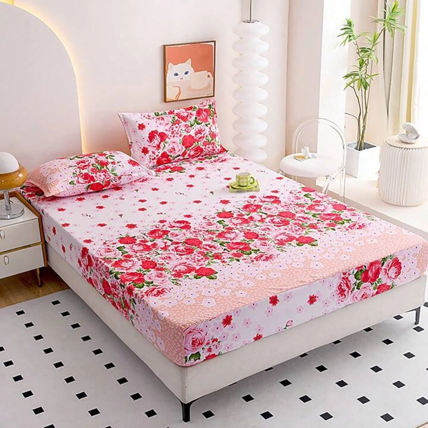 3pcs Reactive Printing Bed Sheet And Pillowcase Set, Skin-Friendly Fabric With High Gram Weight, Bedding Set Without Filling, Home Textiles