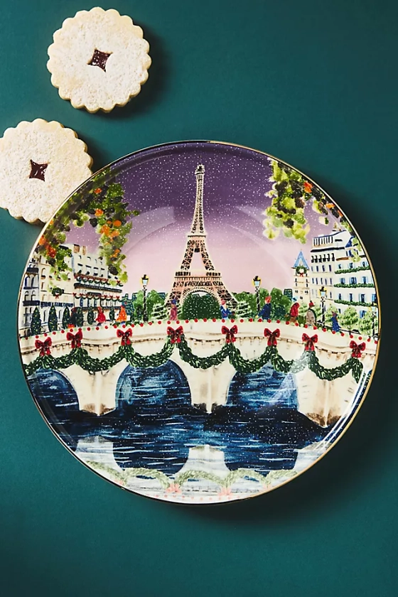 Holiday In the City Stoneware Dessert Plate 