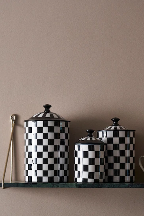 Buy Rockett St George Set of 3 Black/White Checkerboard Nesting Enamel Storage Tins from the Next UK online shop