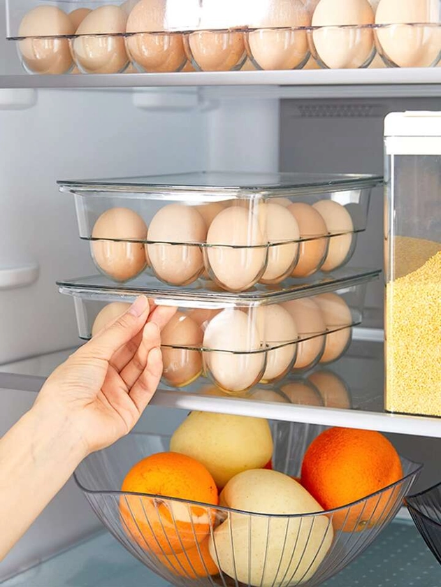 1 pieza Caja de almacenamiento de huevo de mascota refrigerador almacenamiento transparente multi cuadro para cocina