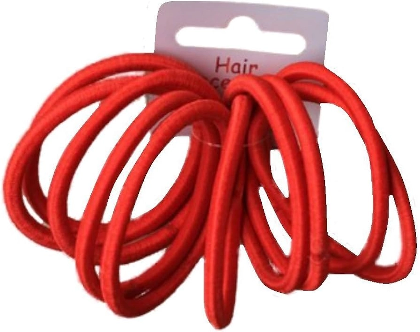 Set of 10 Red Thick Snag Free Endless Hair Elastics Bobbles Hair Bands by Pritties Accessories