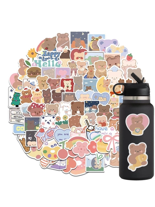 102pcs Cartoon Graphic Sticker, Creative Multi-purpose Decorative Sticker For Hand Account Decoration