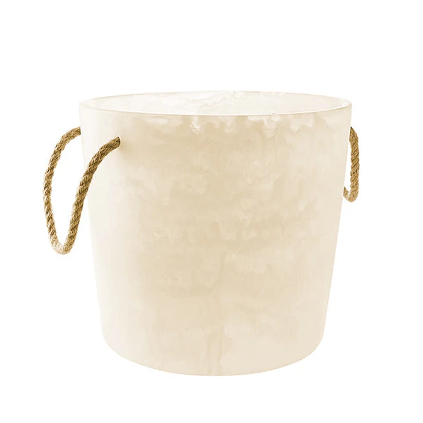 Resin Ice Bucket 26x24cm, OFF WHITE Color - وعاء ودلو ثلج 26x24سم, لون اوف وايت
