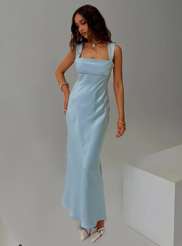 Radioactive Bias Cut Maxi Dress Ice Blue