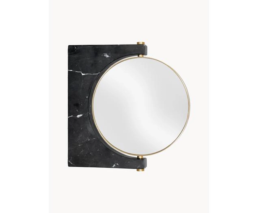 Specchio cosmetico rotondo da parete in marmo Pepe
