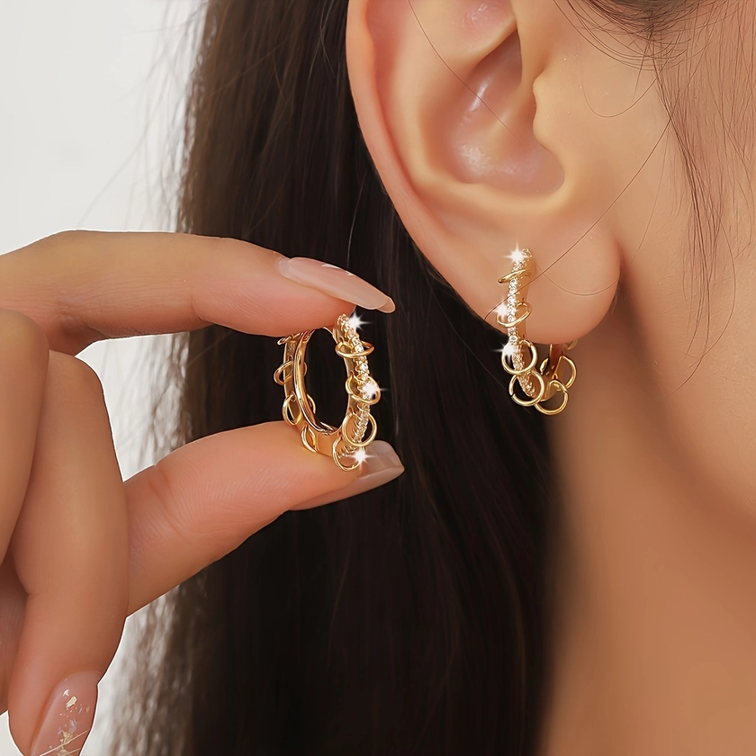 Chic Vintage inspired Hoop Earrings Sparkling Zirconia - Temu