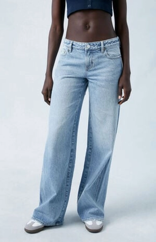 PacSun Casey Light Indigo Butt Slit Low Rise Baggy Jeans | PacSun