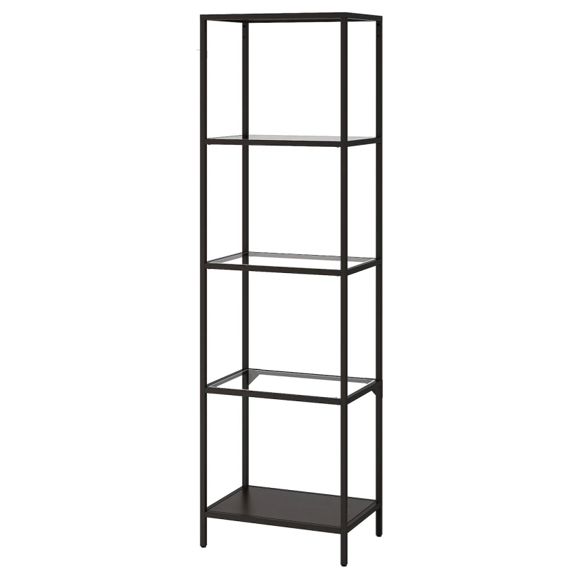 VITTSJÖ shelving unit, black-brown/glass, 51x175 cm - IKEA