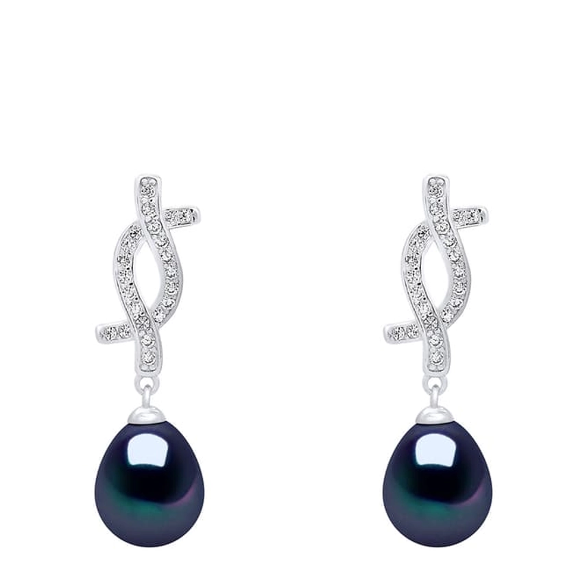 Mitzuko										Black Tahiti Real Cultured Freshwater Pearl Earrings