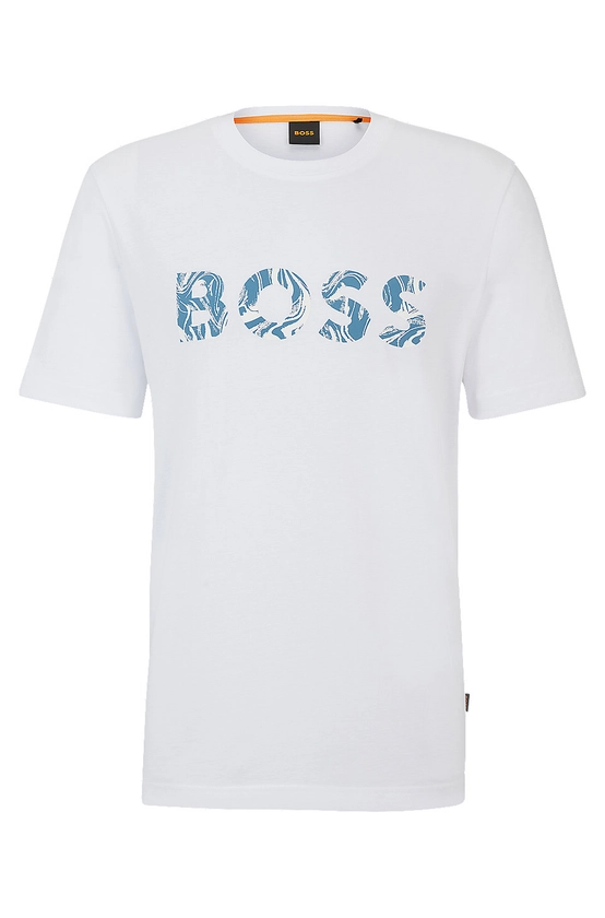 BOSS - T-shirt en jersey de coton à logo imprimé