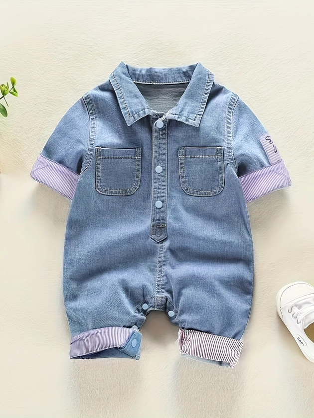 Baby Boys Casual Short Sleeve Romper, Infants Comfortable Summer *