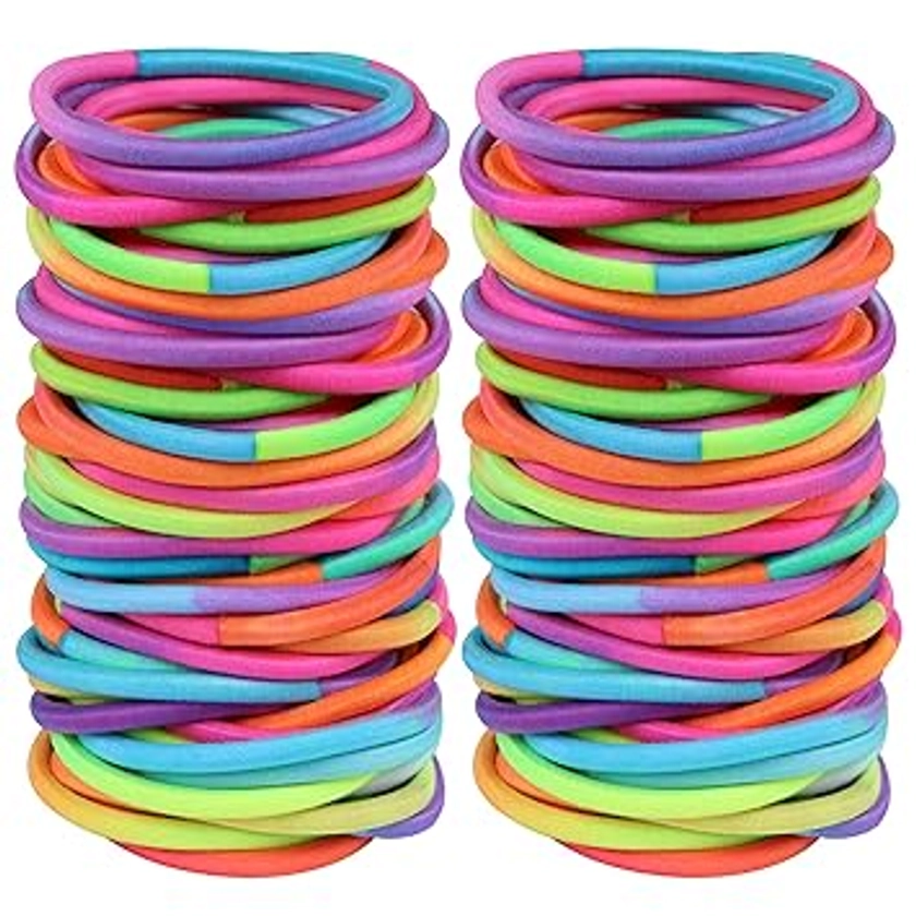 120 Pcs No Damage Elastics Hair Ties, Assorted Hair Bands Perfect for Medium to Thick Hair, Multicolor Pony tails Holders for Men, Women, Girls and Boys (4mm)