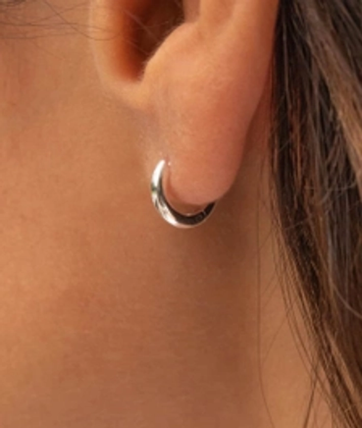 Boucles d'oreilles petites créoles lisses Argent 925