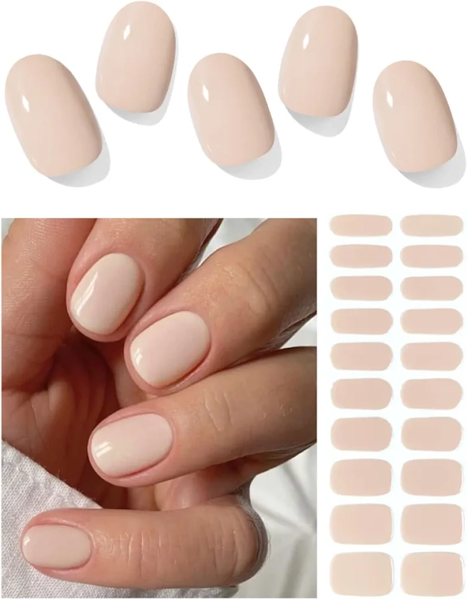 Wahrshei Semi-durcies Vernis Stickers Ongles UV | Nude Autocollant Ongle Gel UV | 20pcs Film pour Ongles Autoadhésif | Gel Nail Stickers, Autocollants et Pochoirs Pour Nail Art