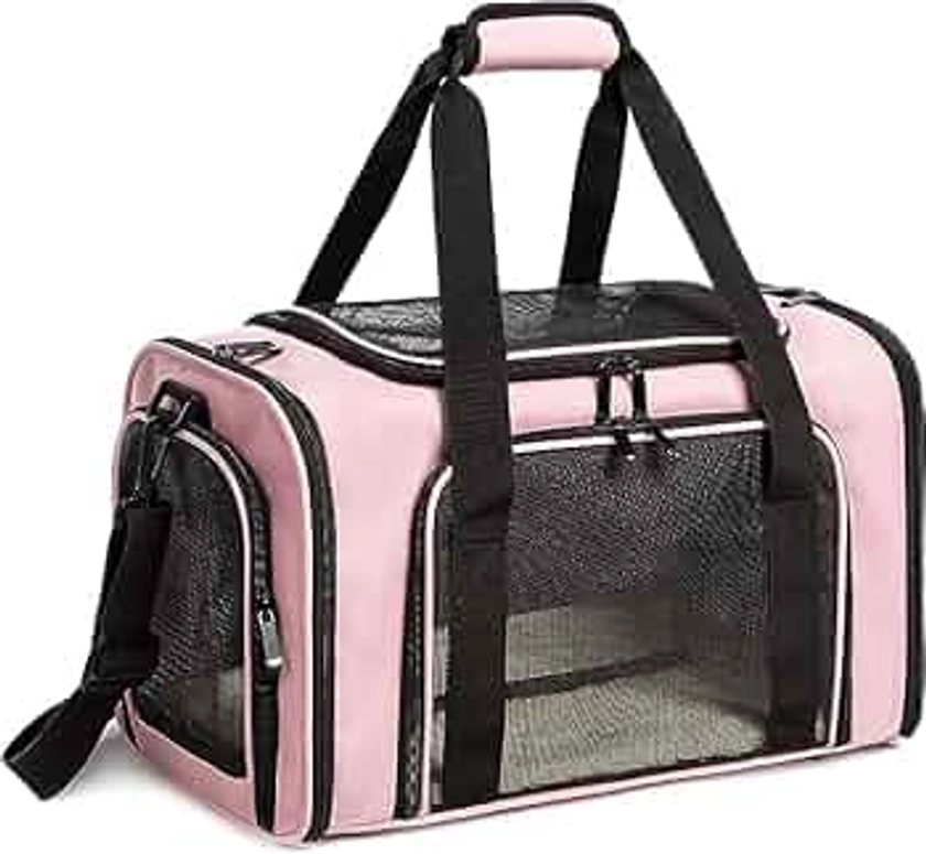 Cat Carrier Dog Carrier Pet Carrier Cat Bags for Small Medium Cats Dogs Puppies of 15 Lbs,of Airline Approved Small Dog Bag Soft Sided,Collapsible Travel Puppy Carrier (Medium, Pink)