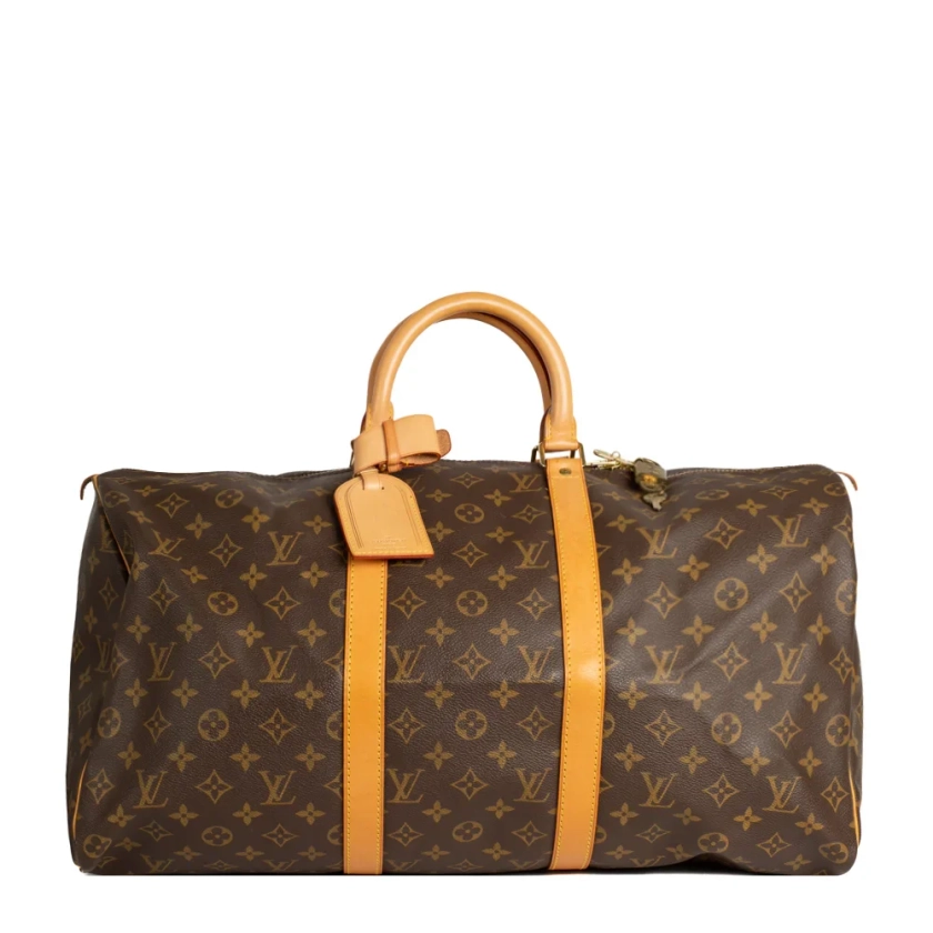 Sac Keepall 50 Vintage en toile monogram marron