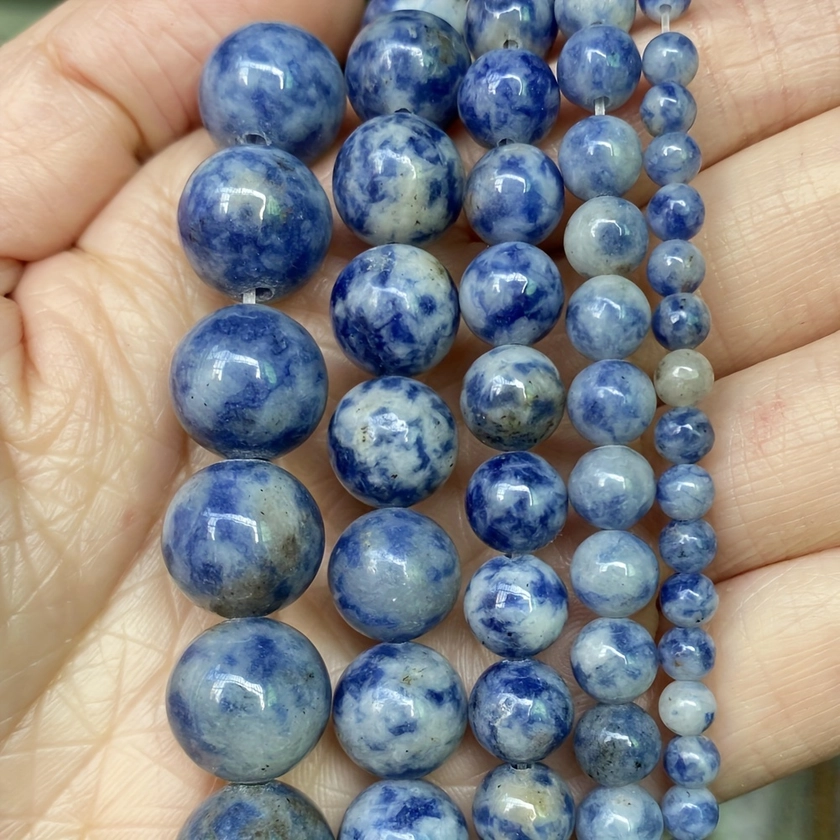 Natural Round Blue Spot Stone Beads Loose Spacer Beads For Jewelry Making Diy Necklace Bracelet Accessories 4/6/8/10/12mm