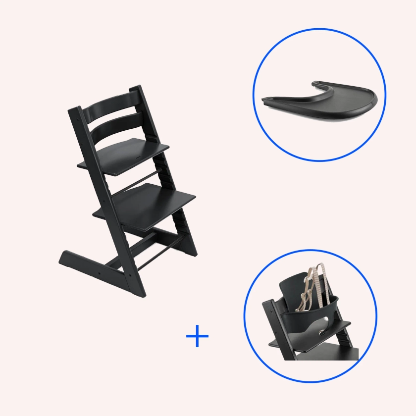 Stokke Tripp Trapp Solids Highchair Bundle - Black by Stokke | the memo