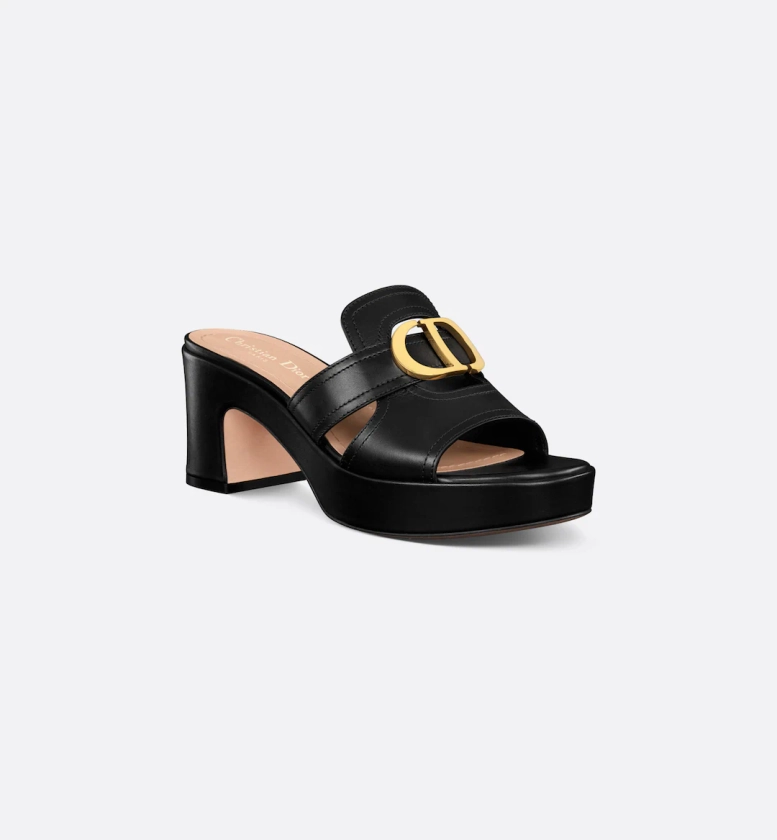 30 Montaigne Platform Slide Black Calfskin | DIOR