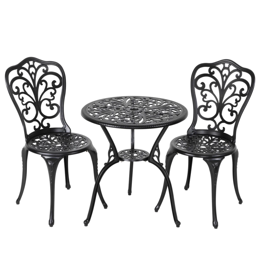 NUU GARDEN 3-piece Black Cast Aluminum Patio Bistro Set