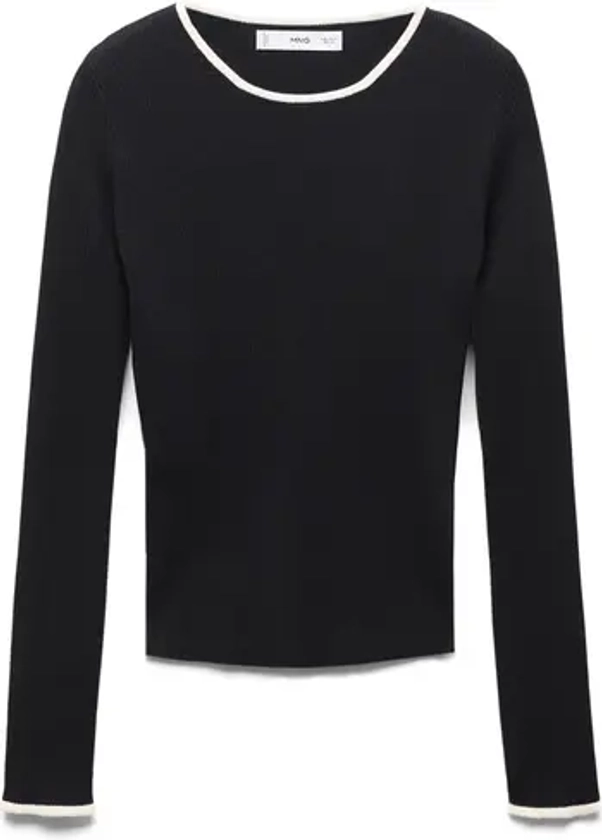 MANGO Contrast Trim Fitted Rib Sweater | Nordstrom
